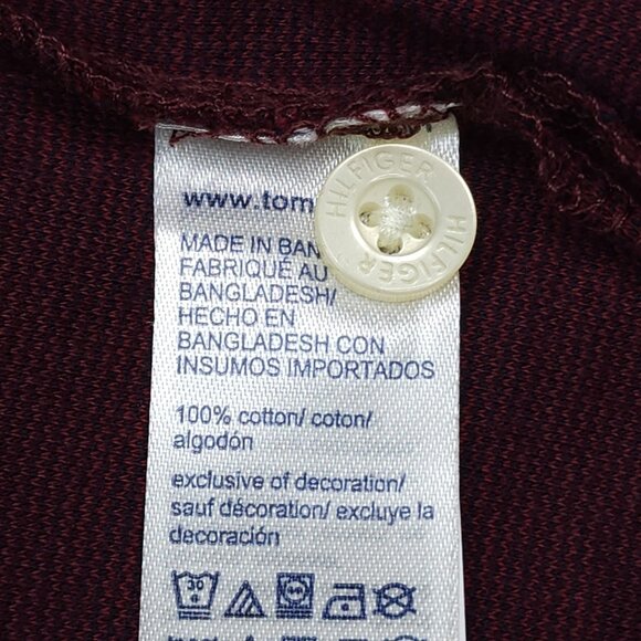 Tommy Hilfiger Mens L Polo Shirt Cotton Short Sleeve Classic Fit Burgundy - Picture 4 of 7